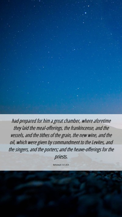 Picture 06 - Nehemiah 13:5 ASV Mobile Phone Wallpaper - had prepared for him a great chamber, where - Mobile Bible Verse Wallpaper
