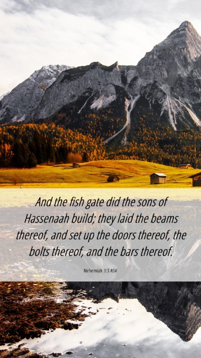 Picture 06 - Nehemiah 3:3 ASV Mobile Phone Wallpaper - And the fish gate did the sons of Hassenaah - Mobile Bible Verse Wallpaper
