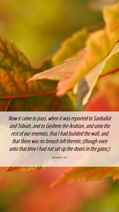 Picture 06 - Nehemiah 6:1 ASV Mobile Phone Wallpaper - Now it came to pass, when it was reported to - Mobile Bible Verse Wallpaper
