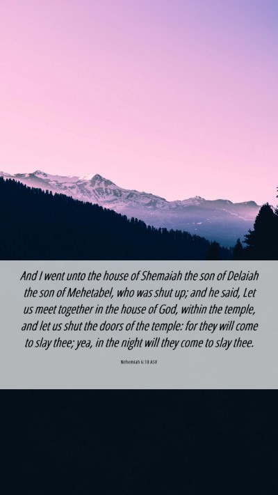 Picture 06 - Nehemiah 6:10 ASV Mobile Phone Wallpaper - And I went unto the house of Shemaiah the son of - Mobile Bible Verse Wallpaper