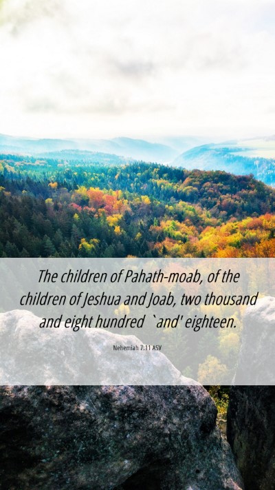 Picture 06 - Nehemiah 7:11 ASV Mobile Phone Wallpaper - The children of Pahath-moab, of the children of - Mobile Bible Verse Wallpaper