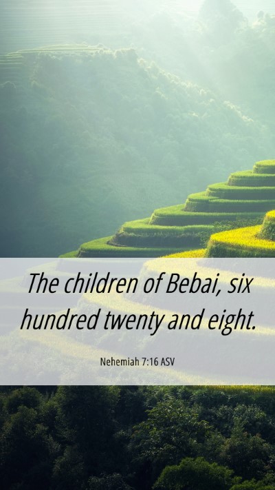 Picture 06 - Nehemiah 7:16 ASV Mobile Phone Wallpaper - The children of Bebai, six hundred twenty and - Mobile Bible Verse Wallpaper