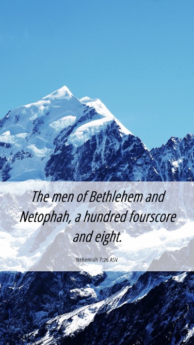Picture 06 - Nehemiah 7:26 ASV Mobile Phone Wallpaper - The men of Bethlehem and Netophah, a hundred - Mobile Bible Verse Wallpaper