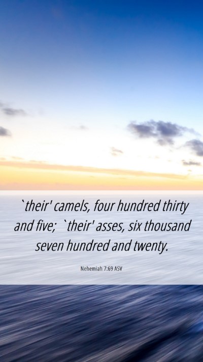 Picture 06 - Nehemiah 7:69 ASV Mobile Phone Wallpaper - `their' camels, four hundred thirty and five; - Mobile Bible Verse Wallpaper