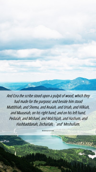 Picture 06 - Nehemiah 8:4 ASV Mobile Phone Wallpaper - And Ezra the scribe stood upon a pulpit of wood, - Mobile Bible Verse Wallpaper