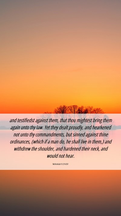 Picture 06 - Nehemiah 9:29 ASV Mobile Phone Wallpaper - and testifiedst against them, that thou mightest - Mobile Bible Verse Wallpaper