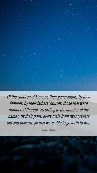 Picture 06 - Numbers 1:22 ASV Mobile Phone Wallpaper - Of the children of Simeon, their generations, by - Mobile Bible Verse Wallpaper