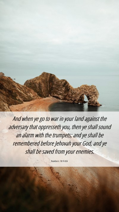 Picture 06 - Numbers 10:9 ASV Mobile Phone Wallpaper - And when ye go to war in your land against the - Mobile Bible Verse Wallpaper