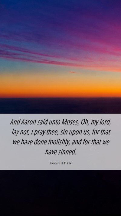 Picture 06 - Numbers 12:11 ASV Mobile Phone Wallpaper - And Aaron said unto Moses, Oh, my lord, lay not, - Mobile Bible Verse Wallpaper