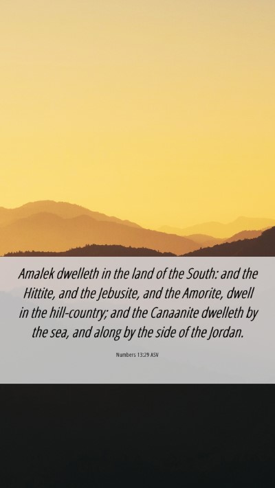 Picture 06 - Numbers 13:29 ASV Mobile Phone Wallpaper - Amalek dwelleth in the land of the South: and the - Mobile Bible Verse Wallpaper