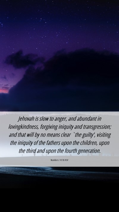 Picture 06 - Numbers 14:18 ASV Mobile Phone Wallpaper - Jehovah is slow to anger, and abundant in - Mobile Bible Verse Wallpaper