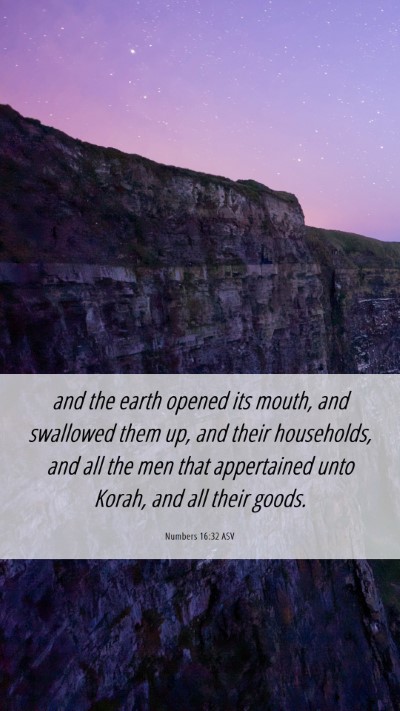 Picture 06 - Numbers 16:32 ASV Mobile Phone Wallpaper - and the earth opened its mouth, and swallowed - Mobile Bible Verse Wallpaper