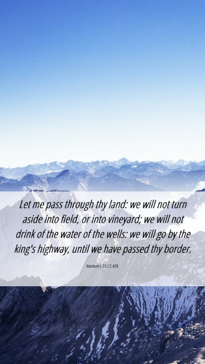 Picture 06 - Numbers 21:22 ASV Mobile Phone Wallpaper - Let me pass through thy land: we will not turn - Mobile Bible Verse Wallpaper