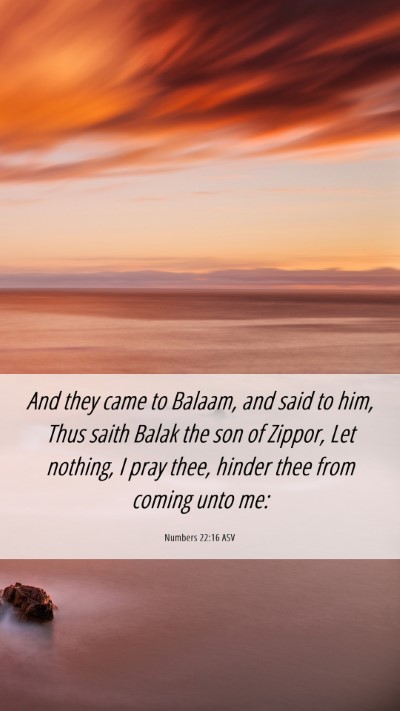 Picture 06 - Numbers 22:16 ASV Mobile Phone Wallpaper - And they came to Balaam, and said to him, Thus - Mobile Bible Verse Wallpaper