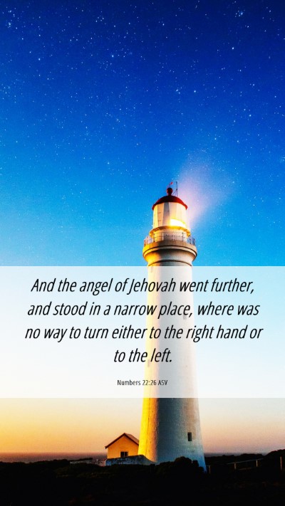 Picture 06 - Numbers 22:26 ASV Mobile Phone Wallpaper - And the angel of Jehovah went further, and stood - Mobile Bible Verse Wallpaper