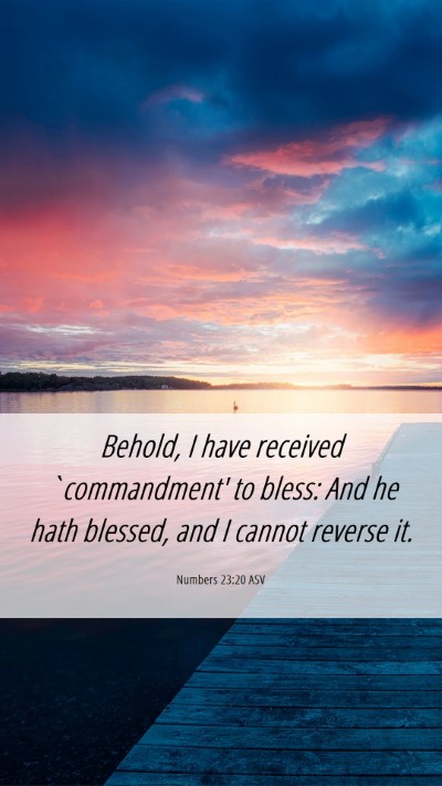 Picture 06 - Numbers 23:20 ASV Mobile Phone Wallpaper - Behold, I have received `commandment' to bless: - Mobile Bible Verse Wallpaper