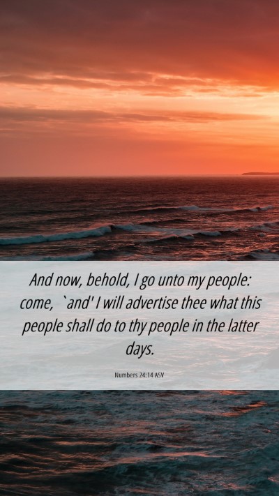 Picture 06 - Numbers 24:14 ASV Mobile Phone Wallpaper - And now, behold, I go unto my people: come, `and' - Mobile Bible Verse Wallpaper