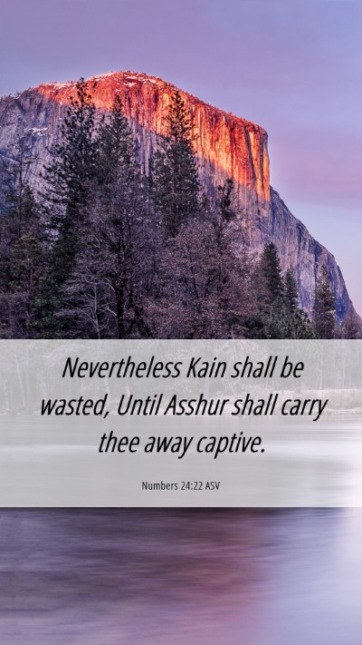 Picture 06 - Numbers 24:22 ASV Mobile Phone Wallpaper - Nevertheless Kain shall be wasted, Until Asshur - Mobile Bible Verse Wallpaper