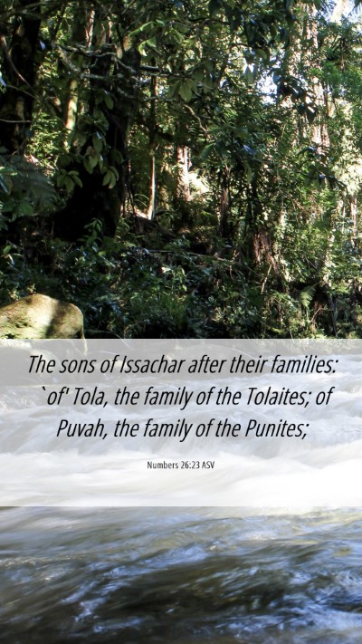 Picture 06 - Numbers 26:23 ASV Mobile Phone Wallpaper - The sons of Issachar after their families: `of' - Mobile Bible Verse Wallpaper