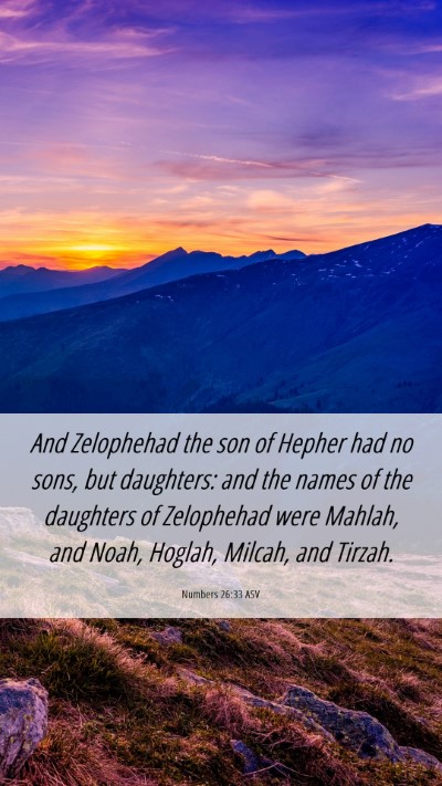 Picture 06 - Numbers 26:33 ASV Mobile Phone Wallpaper - And Zelophehad the son of Hepher had no sons, but - Mobile Bible Verse Wallpaper