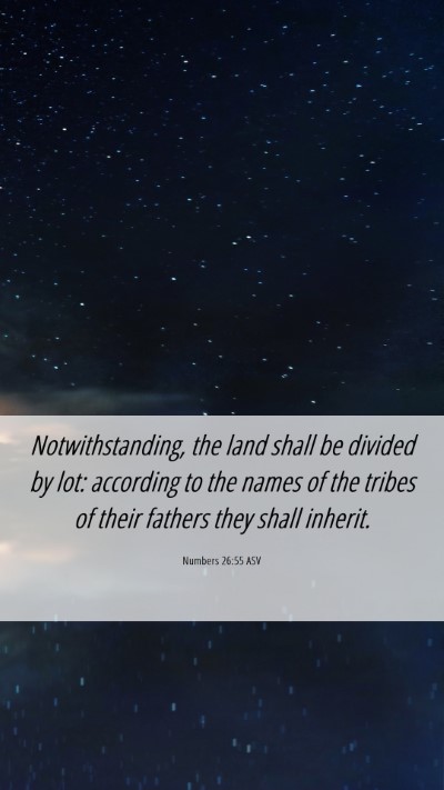Picture 06 - Numbers 26:55 ASV Mobile Phone Wallpaper - Notwithstanding, the land shall be divided by - Mobile Bible Verse Wallpaper