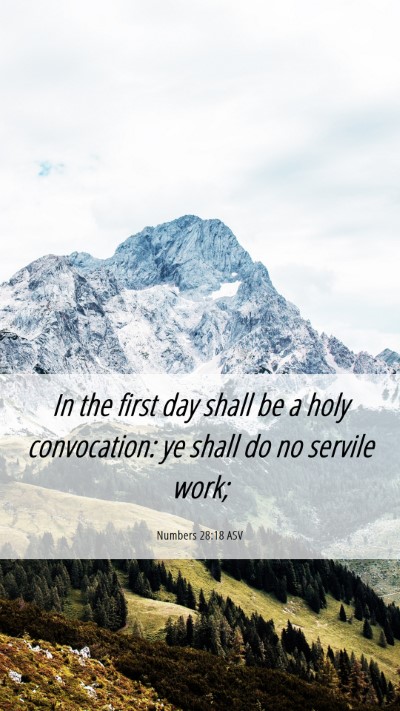 Picture 06 - Numbers 28:18 ASV Mobile Phone Wallpaper - In the first day shall be a holy convocation: ye - Mobile Bible Verse Wallpaper