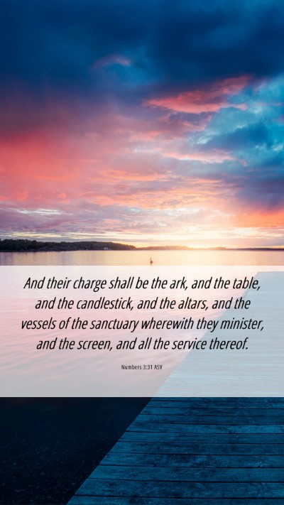 Picture 06 - Numbers 3:31 ASV Mobile Phone Wallpaper - And their charge shall be the ark, and the table, - Mobile Bible Verse Wallpaper