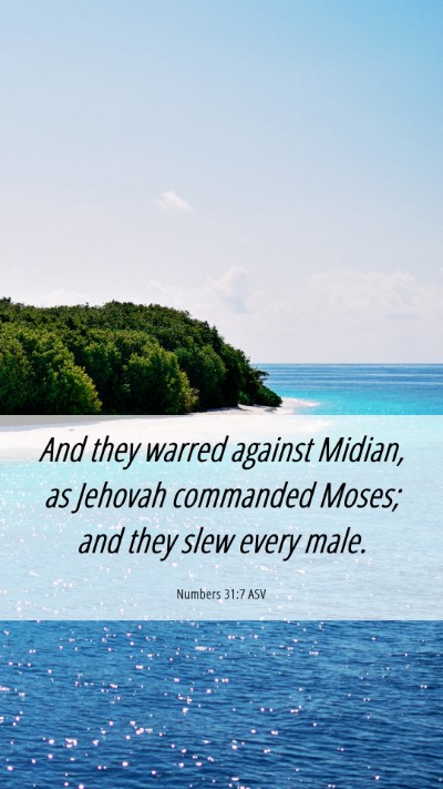 Picture 06 - Numbers 31:7 ASV Mobile Phone Wallpaper - And they warred against Midian, as Jehovah - Mobile Bible Verse Wallpaper