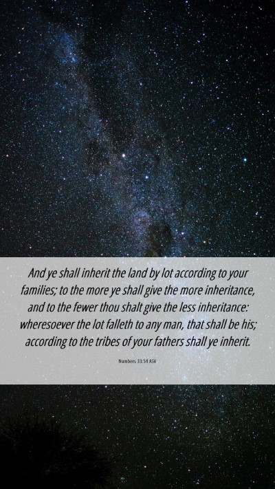 Picture 06 - Numbers 33:54 ASV Mobile Phone Wallpaper - And ye shall inherit the land by lot according to - Mobile Bible Verse Wallpaper