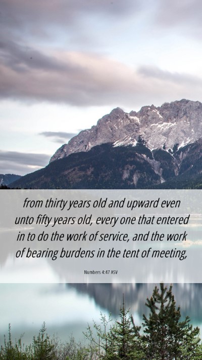 Picture 06 - Numbers 4:47 ASV Mobile Phone Wallpaper - from thirty years old and upward even unto fifty - Mobile Bible Verse Wallpaper