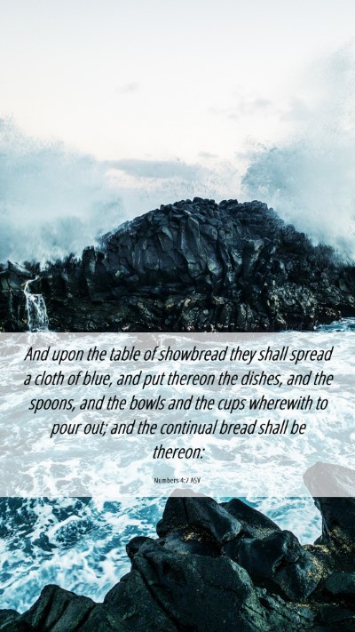 Picture 06 - Numbers 4:7 ASV Mobile Phone Wallpaper - And upon the table of showbread they shall spread - Mobile Bible Verse Wallpaper