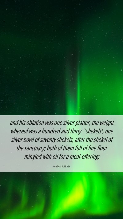 Picture 06 - Numbers 7:13 ASV Mobile Phone Wallpaper - and his oblation was one silver platter, the - Mobile Bible Verse Wallpaper