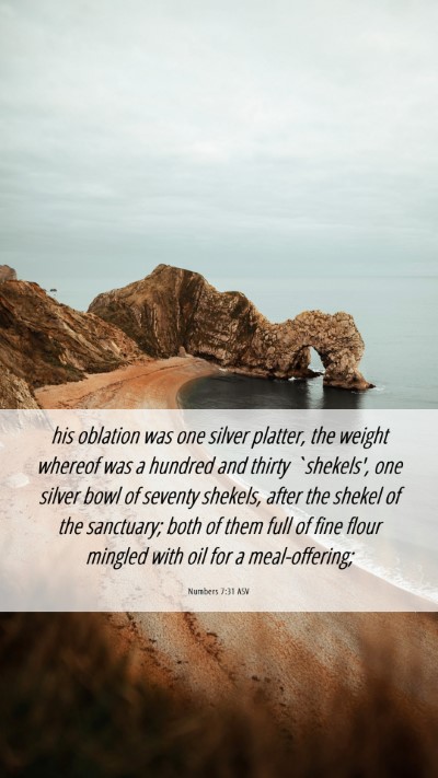Picture 06 - Numbers 7:31 ASV Mobile Phone Wallpaper - his oblation was one silver platter, the weight - Mobile Bible Verse Wallpaper