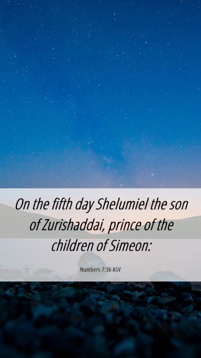 Picture 06 - Numbers 7:36 ASV Mobile Phone Wallpaper - On the fifth day Shelumiel the son of - Mobile Bible Verse Wallpaper