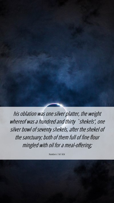 Picture 06 - Numbers 7:67 ASV Mobile Phone Wallpaper - his oblation was one silver platter, the weight - Mobile Bible Verse Wallpaper