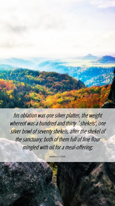 Picture 06 - Numbers 7:73 ASV Mobile Phone Wallpaper - his oblation was one silver platter, the weight - Mobile Bible Verse Wallpaper