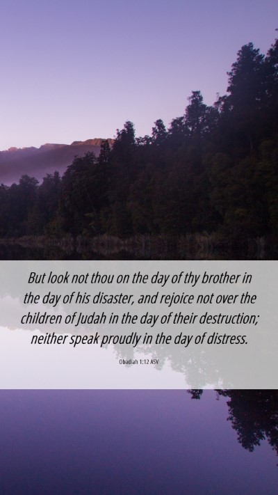 Picture 06 - Obadiah 1:12 ASV Mobile Phone Wallpaper - But look not thou on the day of thy brother in - Mobile Bible Verse Wallpaper