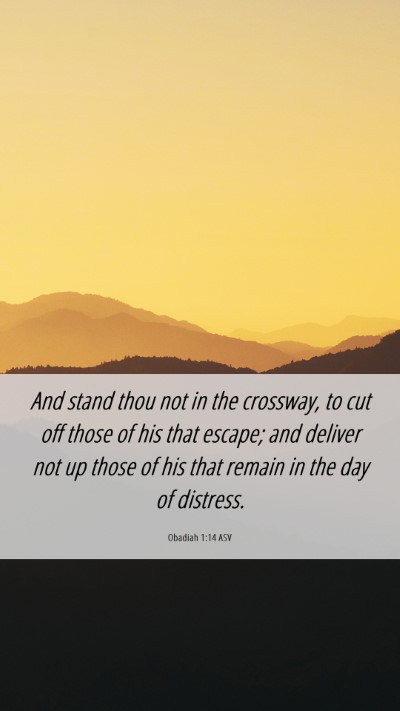 Picture 06 - Obadiah 1:14 ASV Mobile Phone Wallpaper - And stand thou not in the crossway, to cut off - Mobile Bible Verse Wallpaper