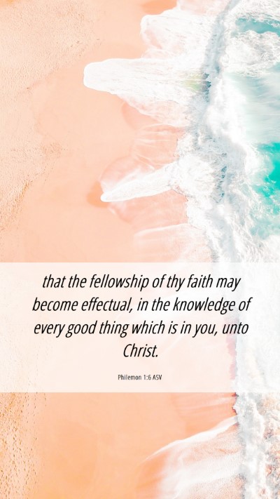 Picture 06 - Philemon 1:6 ASV Mobile Phone Wallpaper - that the fellowship of thy faith may become - Mobile Bible Verse Wallpaper