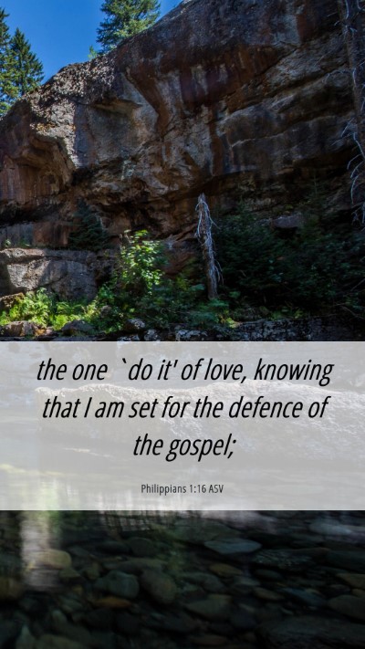 Picture 06 - Philippians 1:16 ASV Mobile Phone Wallpaper - the one `do it' of love, knowing that I am set - Mobile Bible Verse Wallpaper