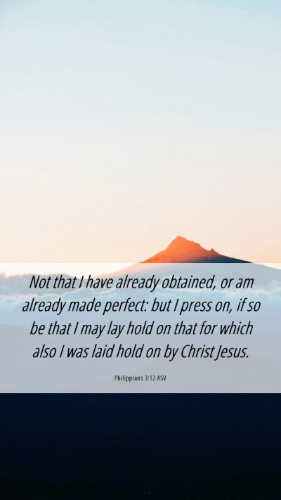 Picture 06 - Philippians 3:12 ASV Mobile Phone Wallpaper - Not that I have already obtained, or am already - Mobile Bible Verse Wallpaper