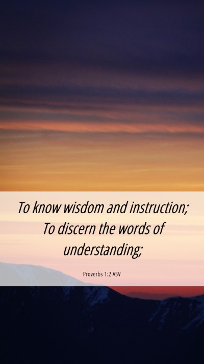 Picture 06 - Proverbs 1:2 ASV Mobile Phone Wallpaper - To know wisdom and instruction; To discern the - Mobile Bible Verse Wallpaper