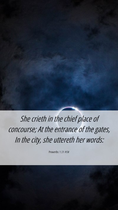 Picture 06 - Proverbs 1:21 ASV Mobile Phone Wallpaper - She crieth in the chief place of concourse; At - Mobile Bible Verse Wallpaper