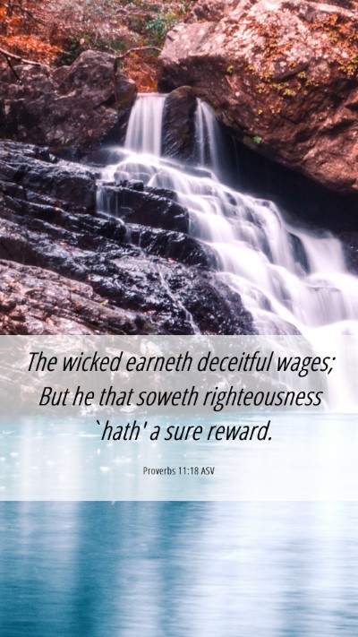 Picture 06 - Proverbs 11:18 ASV Mobile Phone Wallpaper - The wicked earneth deceitful wages; But he that - Mobile Bible Verse Wallpaper