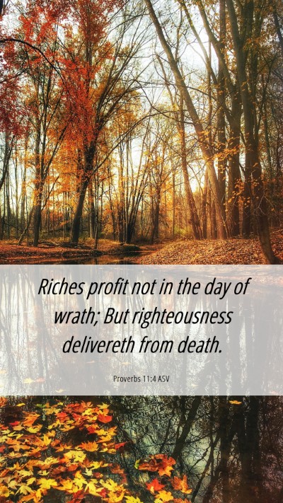 Picture 06 - Proverbs 11:4 ASV Mobile Phone Wallpaper - Riches profit not in the day of wrath; But - Mobile Bible Verse Wallpaper