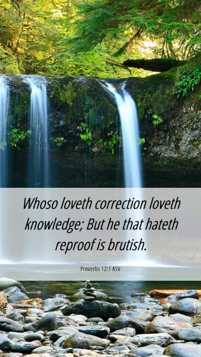 Picture 06 - Proverbs 12:1 ASV Mobile Phone Wallpaper - Whoso loveth correction loveth knowledge; But he - Mobile Bible Verse Wallpaper