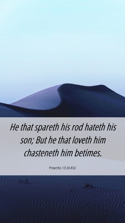 Picture 06 - Proverbs 13:24 ASV Mobile Phone Wallpaper - He that spareth his rod hateth his son; But he - Mobile Bible Verse Wallpaper