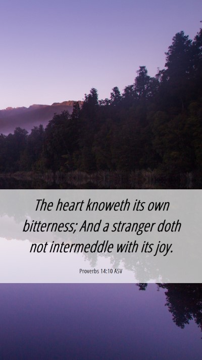 Picture 06 - Proverbs 14:10 ASV Mobile Phone Wallpaper - The heart knoweth its own bitterness; And a - Mobile Bible Verse Wallpaper