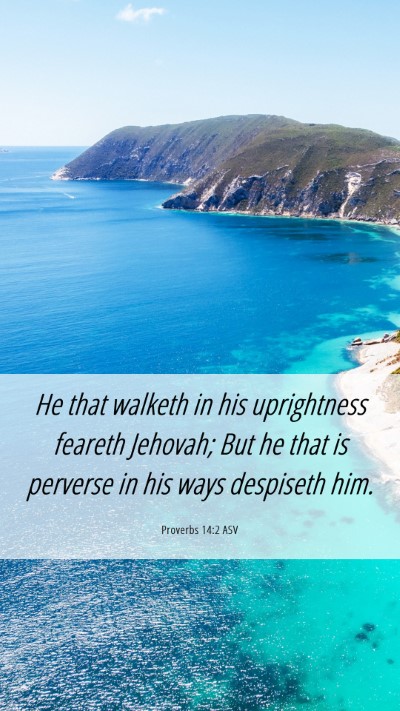Picture 06 - Proverbs 14:2 ASV Mobile Phone Wallpaper - He that walketh in his uprightness feareth - Mobile Bible Verse Wallpaper