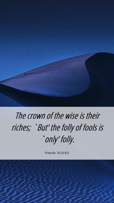 Picture 06 - Proverbs 14:24 ASV Mobile Phone Wallpaper - The crown of the wise is their riches; `But' the - Mobile Bible Verse Wallpaper